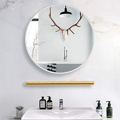Muzilife Silver Round Mirror, Bathroom Circle Mirror, 24 Inch Wall Mirror With Modern Brushed Metal Frame, Suitable For Wall Hanging Decoration, Living Room, Bedroom #TOP5