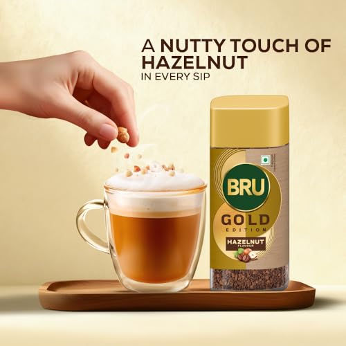 Image of Bru Gold Hazelnut Granule Bottle,55 Gram|Flavoured Instant Coffee|Flavourful Twist To Your Everyday Coffee|Made With Freeze-Dried Coffee|Makes 40 Cups (Pack of 3)