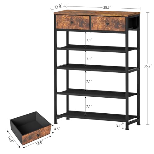 Étagère à chaussures avec dessus en bois chic et rangement en tissu Usikey
