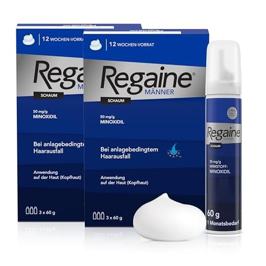 REGAINE Männer Schaum: 6-Monats-Vorrat mit 50 mg/g Minoxidil, regt das Haarwachstum an und stoppt Haarausfall bei Männern, 2 x 3 x 60 g