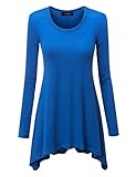 WT953 Womens Round Neck Long Sleeve Rib Trapeze Tunic Top XL Royal_Brite
