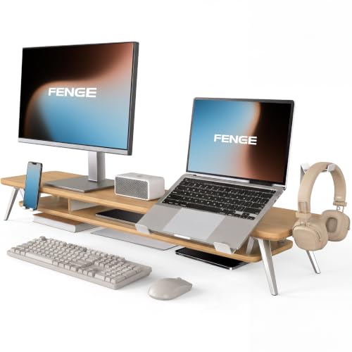 Fenge 42.5-Inch Monitor Stand Riser with Laptop, Phone & Headphone Holders