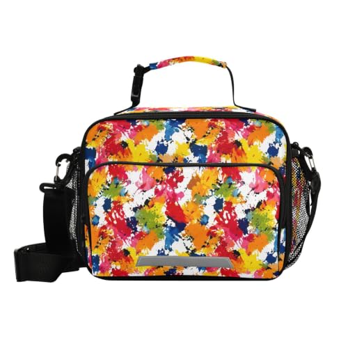 Ymrnsgo Large Insulated Lunch Bag Vibrant Abstract Paint Tote Women Cooler