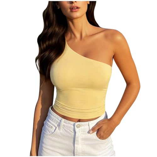 Chalecos para mujer sexy de un hombro recortados y ropa interior básica Y2K