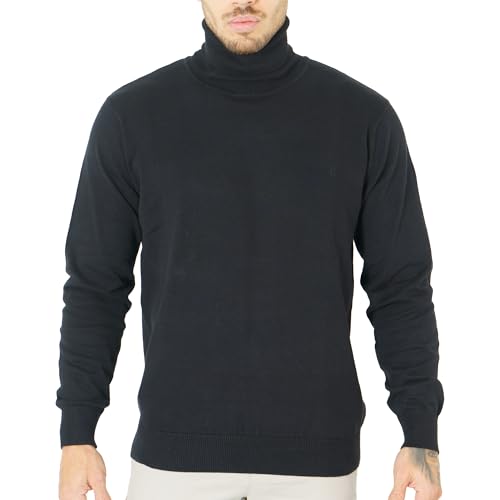 NOROZE Mens Turtleneck Jumper Long Sleeve Roll Neck Top Basic Lightweight Turtle Neck Sweater Pullover Black