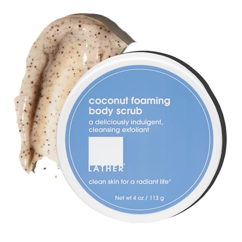 LATHER - Bamboo Lemongrass Foaming Body Scrub, 8 oz - Moisturizer & Exfoliating Body Scrub - Safe for Sensitive Skin - Almond Protein, Fruit, Aloe, Sea Salt - Vegan & Cruelty Free - Beauty & Skin Care