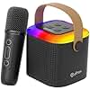 pTron Newly Launched Fusion Tunes 10W Mini Bluetooth Speaker with Wireless Karaoke Mic, 8Hrs Playtime, Vivid RGB Lights, Voice Effects, Multi-Play Modes BT5.1/TF Card & Type-C Charging Port (Black)