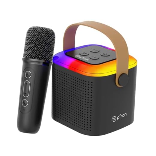 pTron Newly Launched Fusion Tunes 10W Mini Bluetooth Speaker with Wireless Karaoke Mic, 8Hrs Playtime, Vivid RGB Lights, Voice Effects, Multi-Play Modes BT5.1/TF Card & Type-C Charging Port (Black)