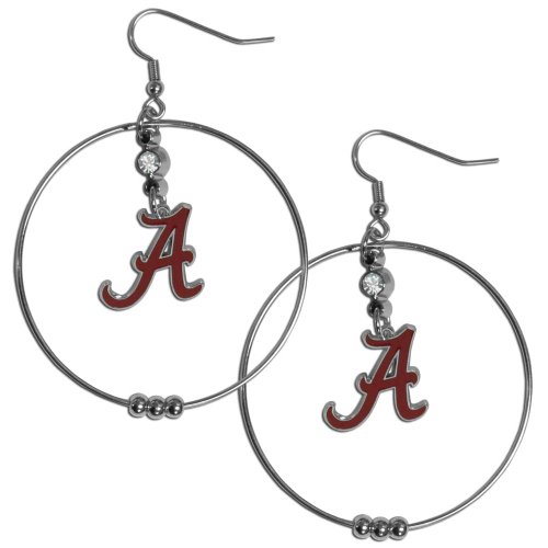 Siskiyou Sports NCAA Womens Alabama Crimson Tide 2 Inch Hoop Earrings One Size Team Color , white