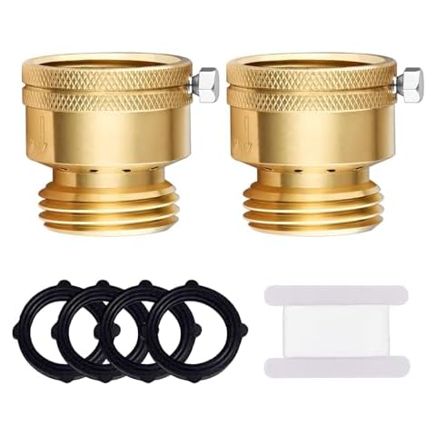 2-Pack 3/4 Inch GHT Backflow Preventer for Garden Hose, Brass Vacuum Breaker Outside Faucet, Anti-Siphon Valve Hose Bib, Garden Hose Check Valve, RV Vacuum Breaker Valve with Tape Cover