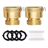 2-Pack 3/4 Inch GHT Backflow Preventer for Garden Hose, Brass Vacuum Breaker Outside Faucet, Anti-Siphon Valve Hose Bib, Garden Hose Check Valve, RV Vacuum Breaker Valve with Tape