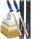 Professional Insulation Knife – Stainless Steel Serrated Saw Foam Cutter for Loft Insulation, Rockwool, Polystyrene & PIR/XPS Foam Board - Patented Ergonomic Handle, Safety Sheath & Ruler