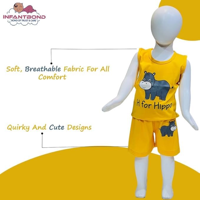 Image of Infantbond Baby & Kids Summer Wear /T-shirt & Short /Cotton Summer Dress /Cut Sleeves T-shirt Nekar
