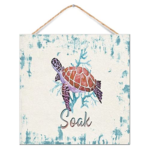 Panneau vertical en bois thème plage avec tortue et crabe sculptés