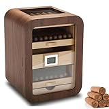 シダーウッド シガー ヒュミドール キャビネット 電動シガー ヒュミドール ガラストップ/加湿器/デジタル湿度計付き 5つの大容量引き出し 110本収納 男性への高級ギフト B