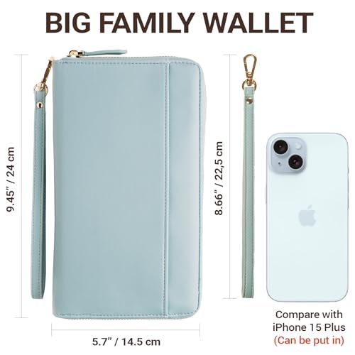 Image of Travel Document Organizer - RFID Passport Wallet Case Family Holder Id Wristlet