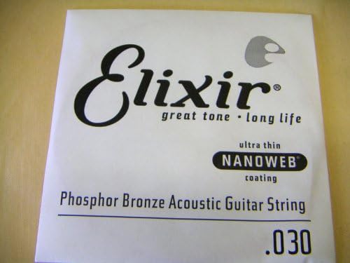 Elixir .030 Single Rose String Coated Nano Web Elixir Acoustic Guitar Strings Phospherbrons Wound Strings