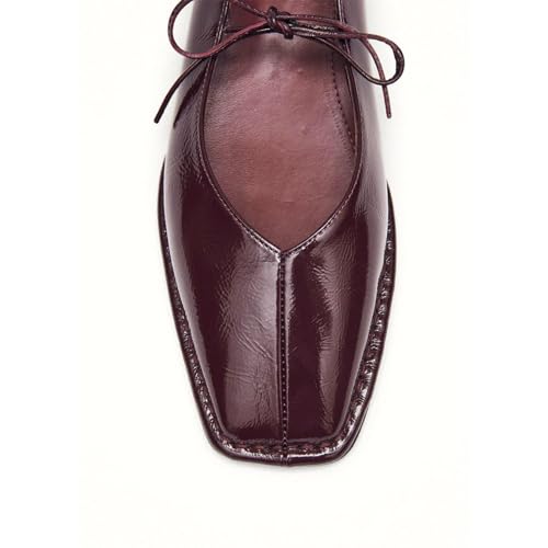 Women's Square Toe with Lace Up Bowknot Ballet Flats Casual Slip On Dress Shoes Comfortable Walking Flats for Work Daily Wear2