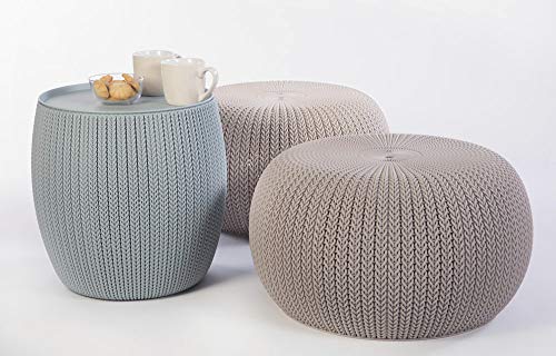 KETER ガーデンファニチャー ニット コージーアーバン 3点セット ミスティブルー/デューン テーブル×１ チェアー×2 テーブルセット ガーデンテーブル ガーデンチェアー ケター ケーター ベランダ カフェ 庭 2枚目