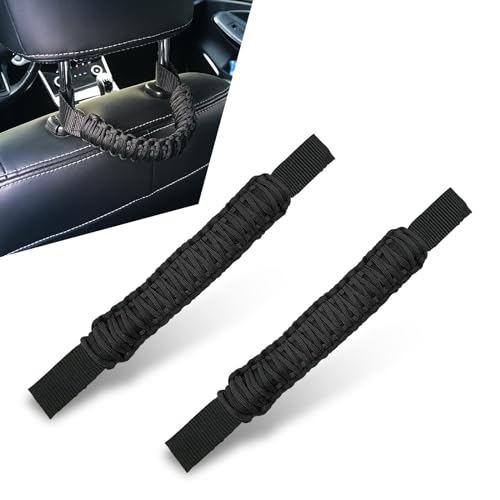 Yumfugu Pack-2 Car Headrest Grab Handles, Universal SUV Truck Pickup Kit (Black)