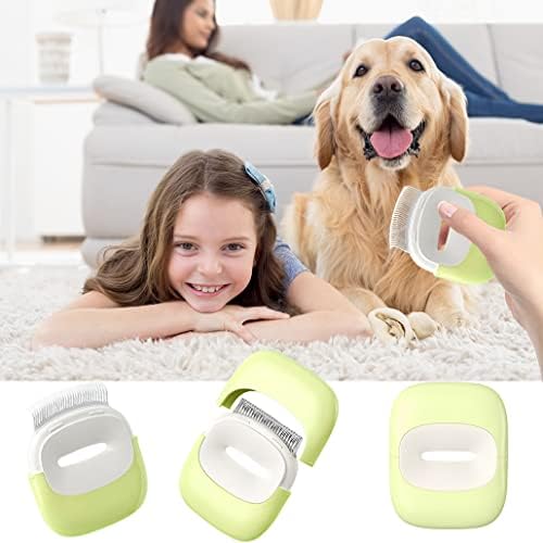KyeeaDIY 2pcs Green Cat Grooming Comb Set Long & Short Hair Kitten Pink Massaging Shell Comb Pet Hair Removal Brush for Cats Dog Rabbit Remove Matted Fur and Tangles (2-In-1 Cat Comb)