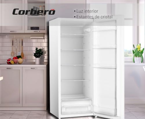 Miniatura 9 de Corberó Frigorífico 1 Puerta Cclh14324w 242l 143cm Cajón Crisper Estantes De Cristal Puerta Reversible Ruedas Fácil Manejo Patas Niveladoras Blanco