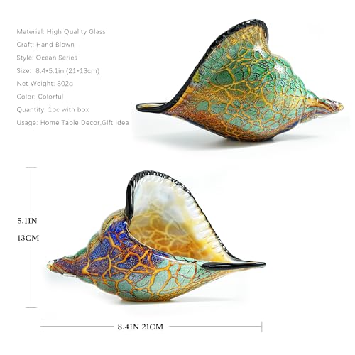 QFkris 8.4" Glass Conch Figurines, Hand Blown Seashell Art Figurine, Crystal Glass Paperweight, Home Decor Collectible Statue Valentines Day Gift - Image 2