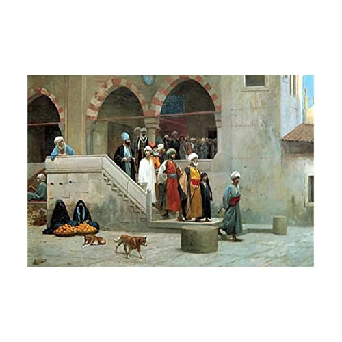 RGDFBG Affiche Decoration Murale Jean-Leon Gerome Peinture À l'huile 'Quitter La Mosquée' Reproduction sur Toile Peinture Tableau Salon Decoration Ation Affiche 40X60Cm X1 sans Cadre Cover