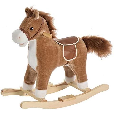 HOMCOM Caballo Balancín de Felpa Suave con Sonidos y Movimiento Cover