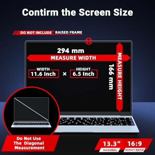 ZOEGAA Laptop Privacy Screen 13.3 Inch 16:9,Magnetic Removable Anti-Glare Blue Light Blocking Laptop Privacy Screen, Compatible with Dell/Lenovo/HP/Huawei/Acer/Asus