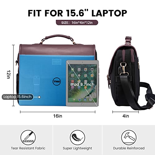 Lovevook Laptop Bag For Women, 15.6 Inch Large Capacity Computer Briefcase Case, Crossbody Messenger Shoulder Bag, Office Business Work Tote Bags Purse For Travel Gifts, Deep Plum-Black #TOP6
