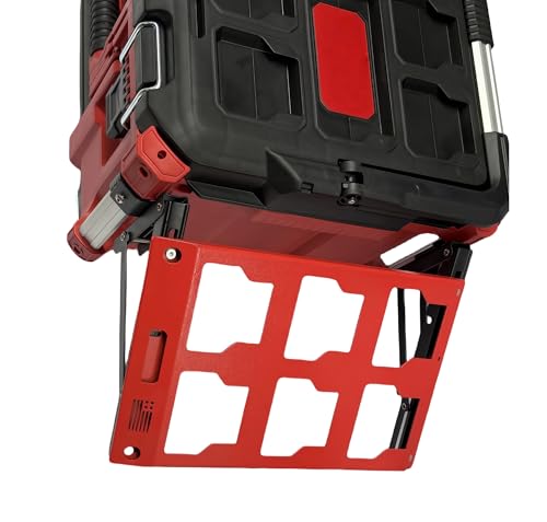 VELCKING for Milwaukee Packout Compatible Foldable Side Mount Rack Heavy Duty Side Storage Organizer Wall & Floor Installation 100LB Capacity Toolbox Accessory (red 1)