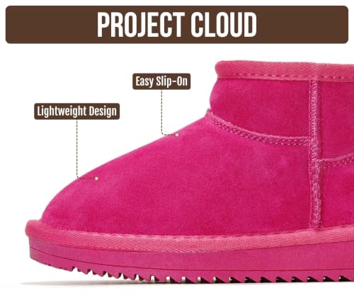 Image of Project Cloud Girls 100% Genuine Leather Non Slip Fur Lined Ankle Boots | Water Resistant Lightweight Memory Foam Insole Cozy Fall Shoes for Boys & Girls Kids Footwear Outdoor Everyday Kids Boots