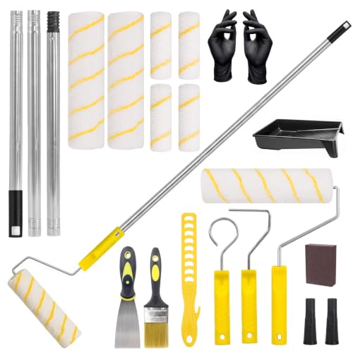 Huwaovi 21 Piezas Kit Rodillo Pintura Pared, Minirodillo Pintura, Mini Rodillo con Pintura Antigoteo, Set Completo con Cubeta, Brochas y Accesorios para Pintar Renovar Paredes Techos Decoración Hogar