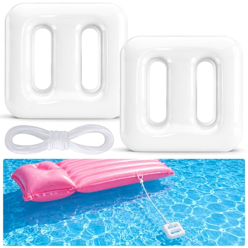 DECOHS 2 Pack 200g Pool Float Anchor Replacement Set Pool Fountain Float Weight with String Pools Weight Floating Anchor for Lake Floats Fountains Swimming Areas (White)