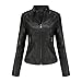 DEAR MODEL Faux Leather Jacket Women Bomber Jacket Women's Belted Motorcycle Jacket,Black,M