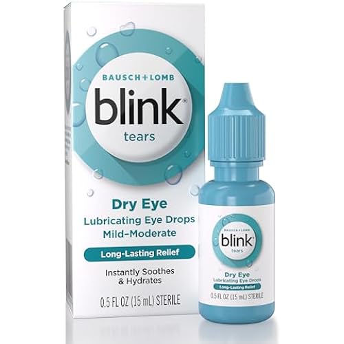 Blink Tears Lubricating Eye Drops, Moisturizing & Soothing for Mild to Moderate Dry Eyes, with Hyaluronate, Reduces Discomfort, Long-Lasting Hydration, Soothes & Moisturizes, 0.5 Fl Oz