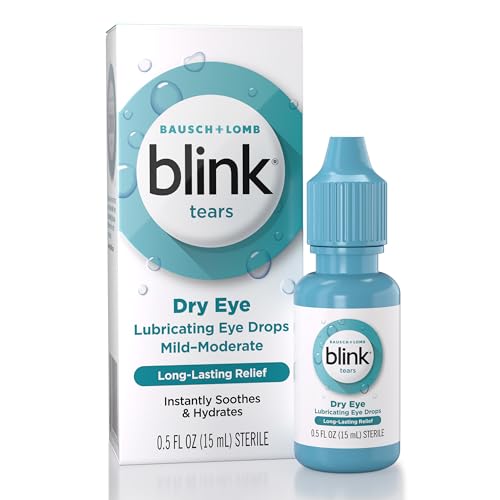 Blink Tears Lubricating Eye Drops Moisturizing & Soothing for Mild to Moderate Dry Eyes with Hyaluronate Reduces Discomfort Long-Lasting Hydration Soothes & Moisturizes 0.5 Fl Oz