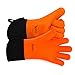 Silicone Oven Mitts, Extra-long Quilted Cotton Lining,Heat Resistant Kitchen Potholder Gloves for Oven,Outdoor BBQ Grill,Fireplace Camping,Kitchen and so on.- 1 Pair (Orange)-YOHEER