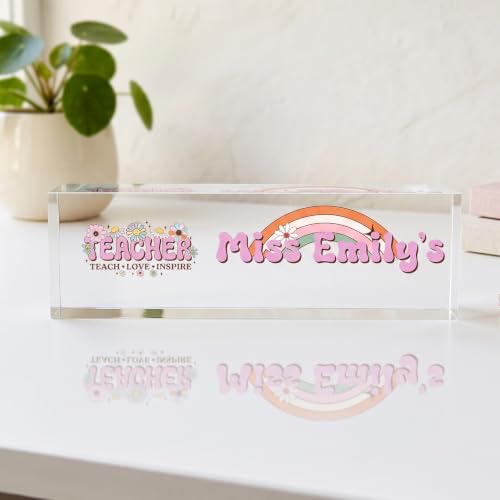 Image of Personalized Acrylic Name Plate with Red Rose Design