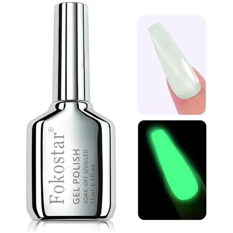 Fokostar 1 Bottle Glow in the Dark Nail Gel Top Coat Polish for Nail Art Clear Transparent Universal Luminous Nail Polish Soak Off LED UV Light Lamp Fluorescent Fingernail Polish Cover