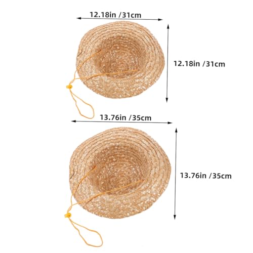 Unomor 2Pcs DIY Blank Summer Sun Hat Unpainted Craft Straw Cap with Wide Brim for Outdoor Fun for Beach Park Picnics for Boys Creativity Khaki2
