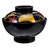 Miso Schale mit Deckel Erntedankfest, Japanische Suppenschüssel Schwarz