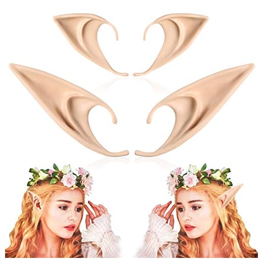 2 Pairs Elf Ears - Medium and Long Style Cosplay Fairy Pixie Elf Ears Soft Pointed Ears Tips Anime Party Dress Up Costume Makeup Masquerade Accessories Halloween Elven Vampire Fairy Ears (2 Pairs)