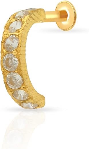 Malabar Gold & Diamonds Yellow Gold Nose Pin for Women 22 k | 22k BIS Hallmark (916) Nose Stud for Women and Girls with Piercing