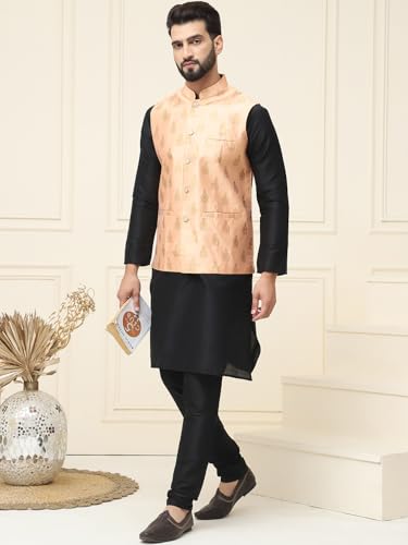 Image of SOJANYA (Since 1958 Men's Silk Blend Kurta Pyjama With Nehrujacket Set