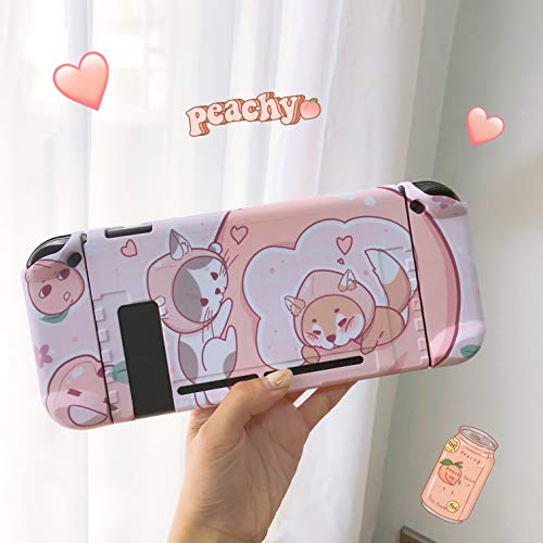[Pro Version] Case for Nintendo Switch, FANPL Protective Case Cover for Nintendo Switch and Joy Con Controller with 2 Cat Claw Thumb Grips (Honey Peach) - Thumbnail 2