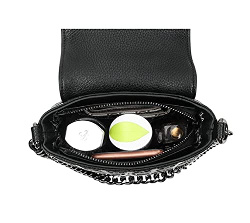 Image of YAQUNICER Women Skull Purses PU Leather Chain Handbags Satchel Hobo Shoulder Crossbady Bags with Metal Pendant-Black 3