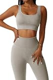 YETOWA Women's 2pcs Seamless High Waist Outfit Workout Sets Fitness Sports Tracksuit Running Clothes