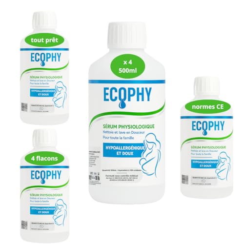Sérum physiologique NaCl 0,9% pour lavage du nez en format bouteille économique 4x500ml